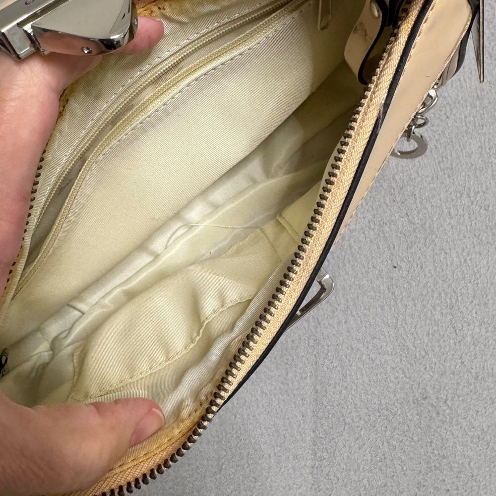 Guess Shoulder Bag Womens Tan Patent Faux Leather Y2K Baguette Small Pocket Mini - Picture 6 of 12